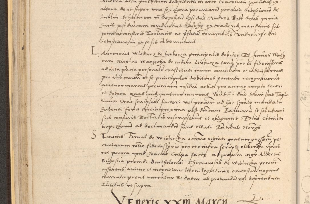 Zdjęcie nr 74 dla obiektu archiwalnego: Acta actorum coram reverendo patre domino Nicolao Bedlenski scholastico vicarioque in spiritualibus gernerali Cracoviensi ad annum Domini millesimum quingentesimum tricesimum septimum, cuius indicio est decima, pontificatus sanctissimi in Christo patris et domini nostri domini Pauli divina providencia papr tercii, anno tercio, feliciter continuantur