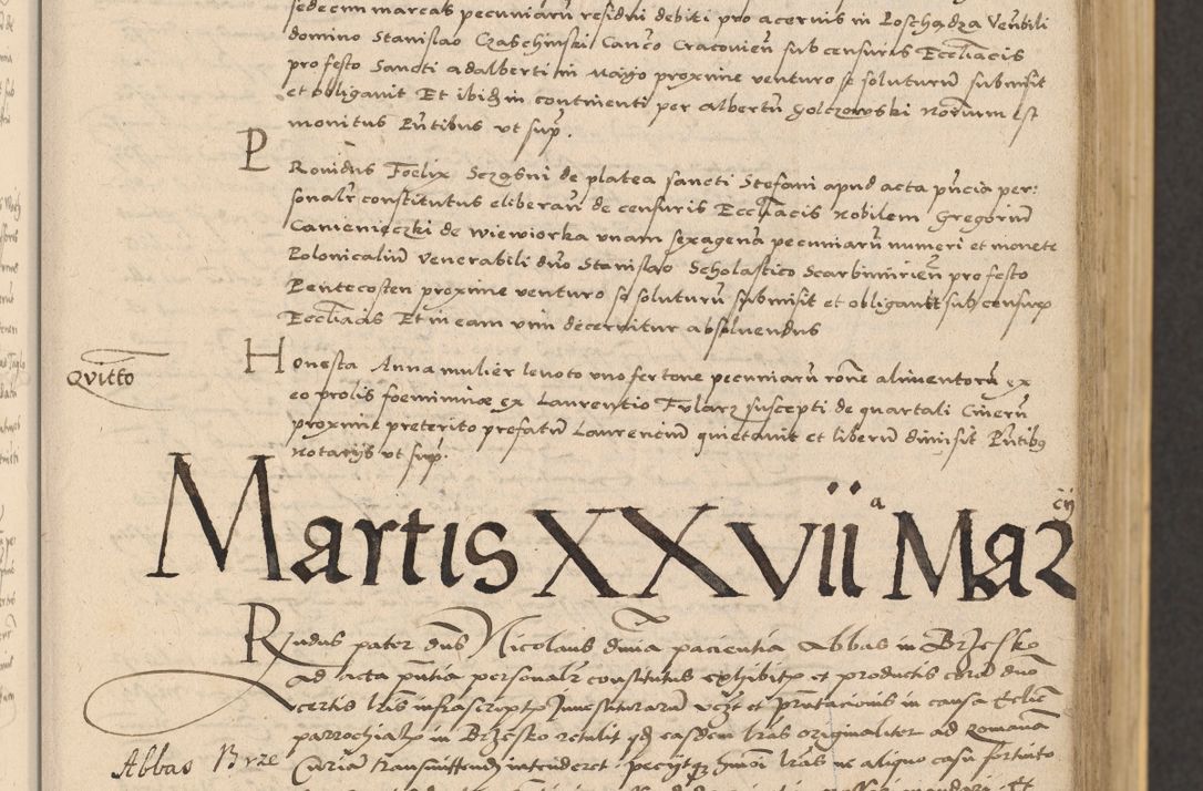Zdjęcie nr 75 dla obiektu archiwalnego: Acta actorum coram reverendo patre domino Nicolao Bedlenski scholastico vicarioque in spiritualibus gernerali Cracoviensi ad annum Domini millesimum quingentesimum tricesimum septimum, cuius indicio est decima, pontificatus sanctissimi in Christo patris et domini nostri domini Pauli divina providencia papr tercii, anno tercio, feliciter continuantur