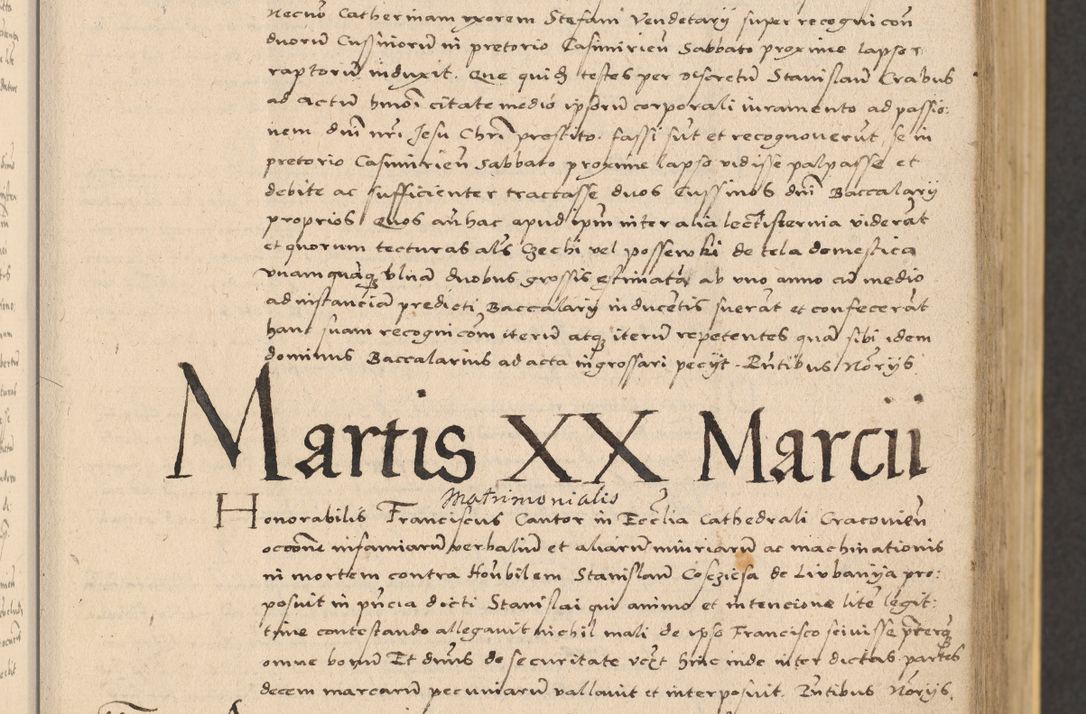 Zdjęcie nr 65 dla obiektu archiwalnego: Acta actorum coram reverendo patre domino Nicolao Bedlenski scholastico vicarioque in spiritualibus gernerali Cracoviensi ad annum Domini millesimum quingentesimum tricesimum septimum, cuius indicio est decima, pontificatus sanctissimi in Christo patris et domini nostri domini Pauli divina providencia papr tercii, anno tercio, feliciter continuantur