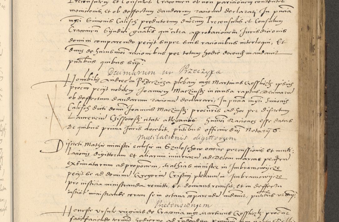 Zdjęcie nr 9 dla obiektu archiwalnego: Acta actorum causarum, sentenciarum et obligationum coram reverendo patre domino Paulo Crassowsky Varschoviensi et Omnium Sanctorum preposito, canonico vicarioque in spiritualibus ex commissione reverendissimi in Christo patris et domini domini Petri Dei gratia episcopi Cracoviensis ac officiali generali Cracoviensi ad annum Domini 1540, cuius indictio est 13, pontificatus sanctissimi in Christo patris et domini nostri domini Pauli divina providencia pape tercii anno sexto a die ac mense infrascriptis feliciter continuantur