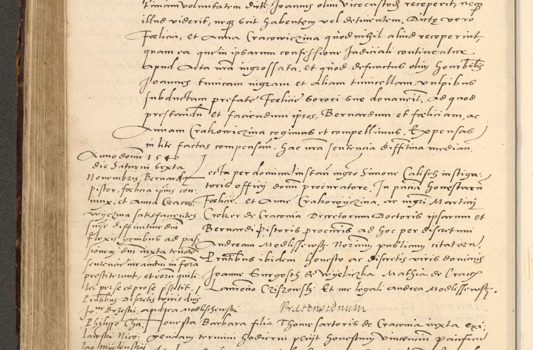 Zdjęcie nr 8 dla obiektu archiwalnego: Acta actorum causarum, sentenciarum et obligationum coram reverendo patre domino Paulo Crassowsky Varschoviensi et Omnium Sanctorum preposito, canonico vicarioque in spiritualibus ex commissione reverendissimi in Christo patris et domini domini Petri Dei gratia episcopi Cracoviensis ac officiali generali Cracoviensi ad annum Domini 1540, cuius indictio est 13, pontificatus sanctissimi in Christo patris et domini nostri domini Pauli divina providencia pape tercii anno sexto a die ac mense infrascriptis feliciter continuantur