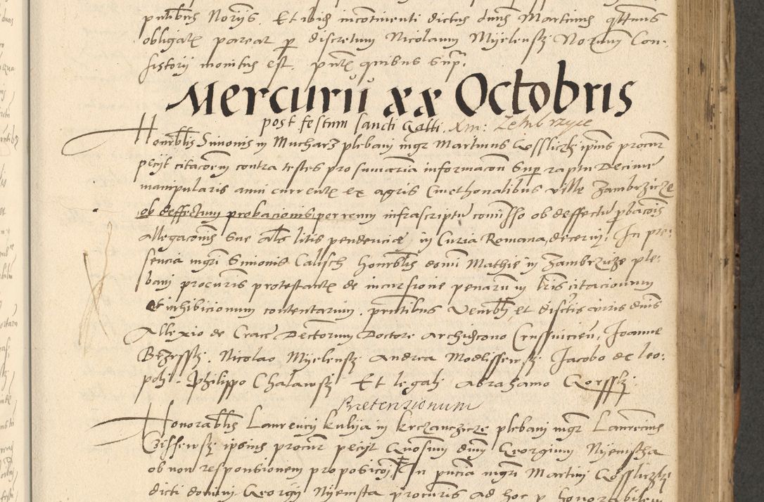 Zdjęcie nr 40 dla obiektu archiwalnego: Acta actorum causarum, sentenciarum et obligationum coram reverendo patre domino Paulo Crassowsky Varschoviensi et Omnium Sanctorum preposito, canonico vicarioque in spiritualibus ex commissione reverendissimi in Christo patris et domini domini Petri Dei gratia episcopi Cracoviensis ac officiali generali Cracoviensi ad annum Domini 1540, cuius indictio est 13, pontificatus sanctissimi in Christo patris et domini nostri domini Pauli divina providencia pape tercii anno sexto a die ac mense infrascriptis feliciter continuantur