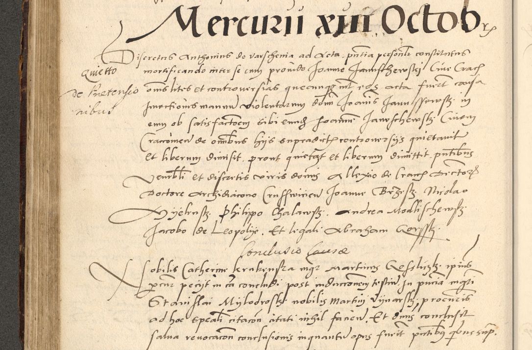 Zdjęcie nr 54 dla obiektu archiwalnego: Acta actorum causarum, sentenciarum et obligationum coram reverendo patre domino Paulo Crassowsky Varschoviensi et Omnium Sanctorum preposito, canonico vicarioque in spiritualibus ex commissione reverendissimi in Christo patris et domini domini Petri Dei gratia episcopi Cracoviensis ac officiali generali Cracoviensi ad annum Domini 1540, cuius indictio est 13, pontificatus sanctissimi in Christo patris et domini nostri domini Pauli divina providencia pape tercii anno sexto a die ac mense infrascriptis feliciter continuantur