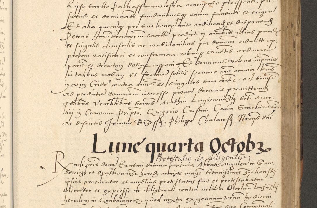Zdjęcie nr 76 dla obiektu archiwalnego: Acta actorum causarum, sentenciarum et obligationum coram reverendo patre domino Paulo Crassowsky Varschoviensi et Omnium Sanctorum preposito, canonico vicarioque in spiritualibus ex commissione reverendissimi in Christo patris et domini domini Petri Dei gratia episcopi Cracoviensis ac officiali generali Cracoviensi ad annum Domini 1540, cuius indictio est 13, pontificatus sanctissimi in Christo patris et domini nostri domini Pauli divina providencia pape tercii anno sexto a die ac mense infrascriptis feliciter continuantur