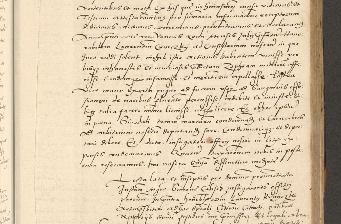 Zdjęcie nr 115 dla obiektu archiwalnego: Acta actorum causarum, sentenciarum et obligationum coram reverendo patre domino Paulo Crassowsky Varschoviensi et Omnium Sanctorum preposito, canonico vicarioque in spiritualibus ex commissione reverendissimi in Christo patris et domini domini Petri Dei gratia episcopi Cracoviensis ac officiali generali Cracoviensi ad annum Domini 1540, cuius indictio est 13, pontificatus sanctissimi in Christo patris et domini nostri domini Pauli divina providencia pape tercii anno sexto a die ac mense infrascriptis feliciter continuantur