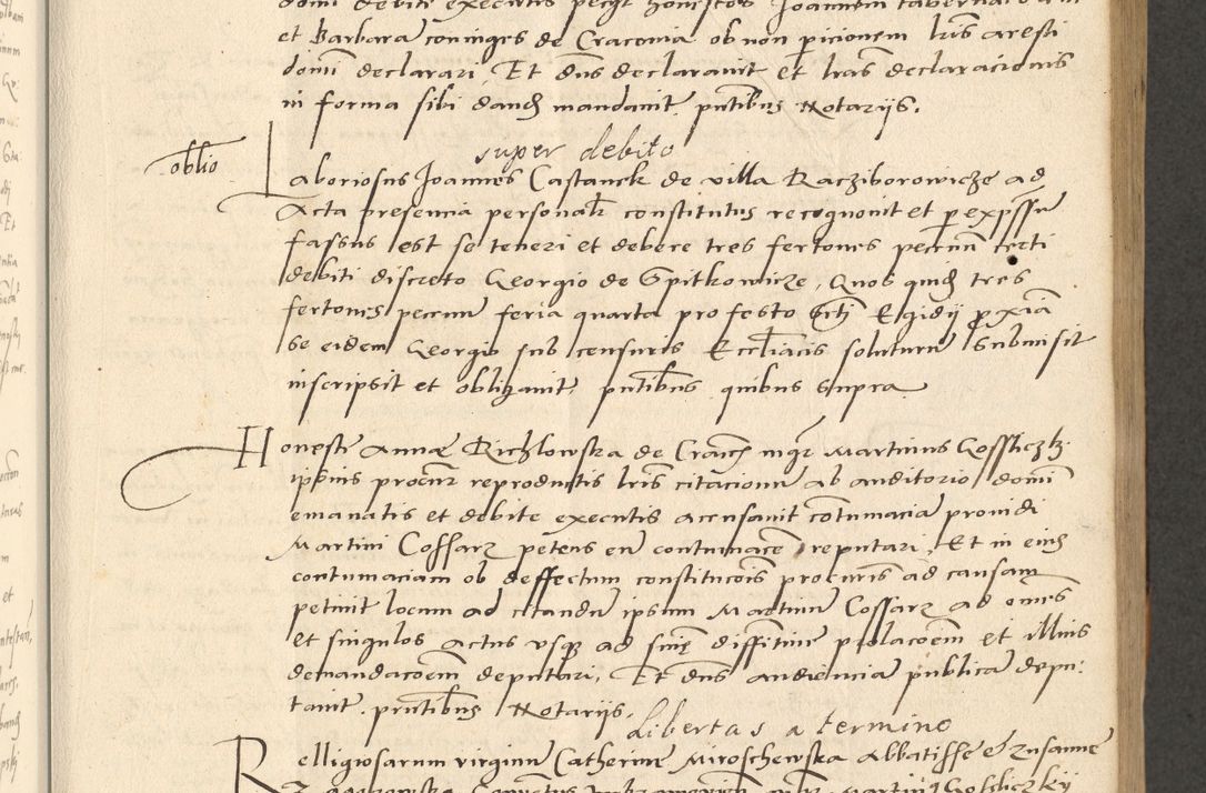 Zdjęcie nr 158 dla obiektu archiwalnego: Acta actorum causarum, sentenciarum et obligationum coram reverendo patre domino Paulo Crassowsky Varschoviensi et Omnium Sanctorum preposito, canonico vicarioque in spiritualibus ex commissione reverendissimi in Christo patris et domini domini Petri Dei gratia episcopi Cracoviensis ac officiali generali Cracoviensi ad annum Domini 1540, cuius indictio est 13, pontificatus sanctissimi in Christo patris et domini nostri domini Pauli divina providencia pape tercii anno sexto a die ac mense infrascriptis feliciter continuantur