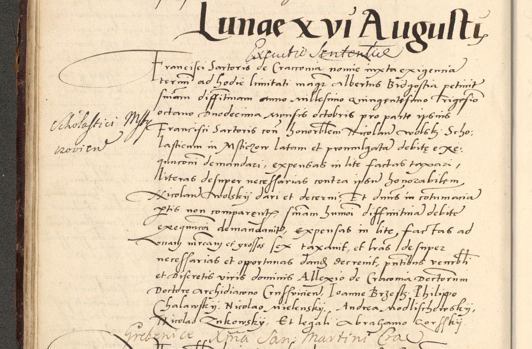 Zdjęcie nr 172 dla obiektu archiwalnego: Acta actorum causarum, sentenciarum et obligationum coram reverendo patre domino Paulo Crassowsky Varschoviensi et Omnium Sanctorum preposito, canonico vicarioque in spiritualibus ex commissione reverendissimi in Christo patris et domini domini Petri Dei gratia episcopi Cracoviensis ac officiali generali Cracoviensi ad annum Domini 1540, cuius indictio est 13, pontificatus sanctissimi in Christo patris et domini nostri domini Pauli divina providencia pape tercii anno sexto a die ac mense infrascriptis feliciter continuantur