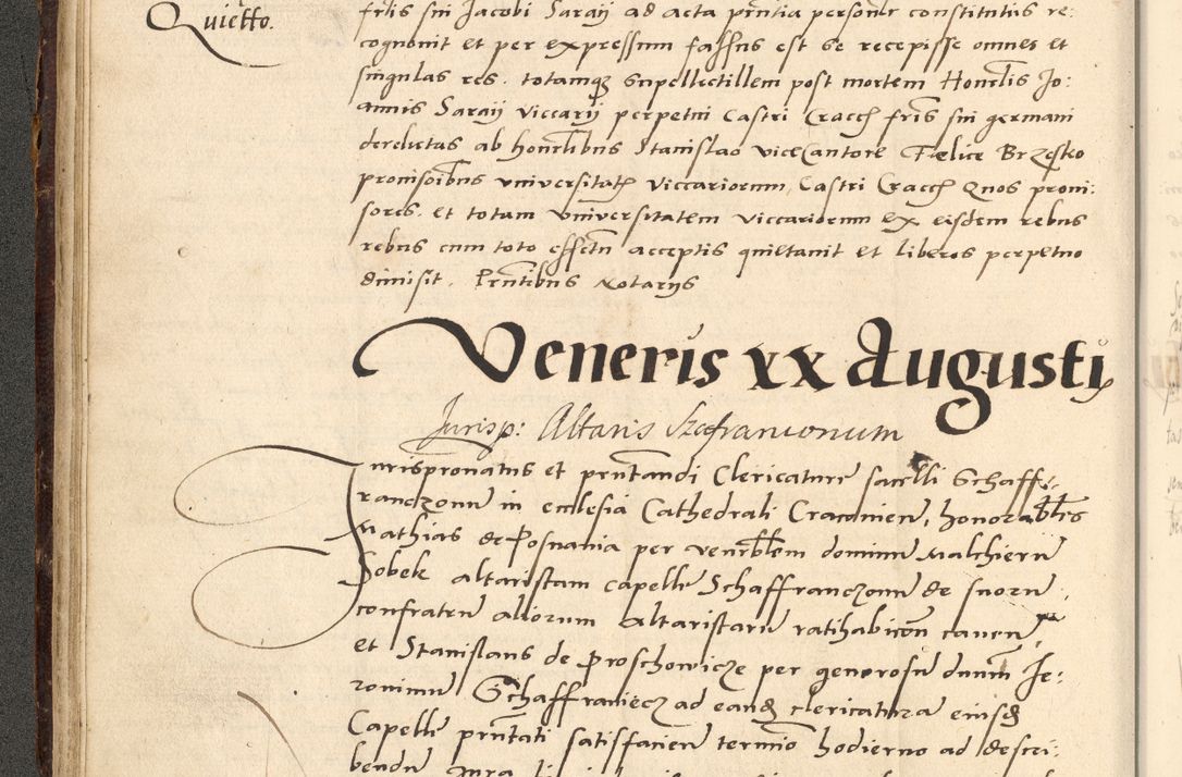 Zdjęcie nr 169 dla obiektu archiwalnego: Acta actorum causarum, sentenciarum et obligationum coram reverendo patre domino Paulo Crassowsky Varschoviensi et Omnium Sanctorum preposito, canonico vicarioque in spiritualibus ex commissione reverendissimi in Christo patris et domini domini Petri Dei gratia episcopi Cracoviensis ac officiali generali Cracoviensi ad annum Domini 1540, cuius indictio est 13, pontificatus sanctissimi in Christo patris et domini nostri domini Pauli divina providencia pape tercii anno sexto a die ac mense infrascriptis feliciter continuantur