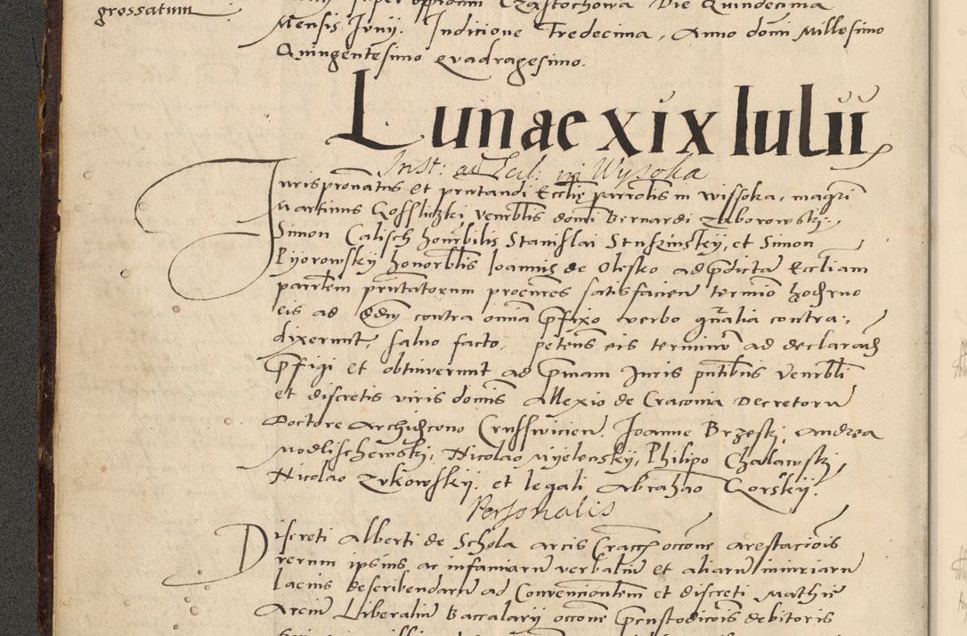 Zdjęcie nr 202 dla obiektu archiwalnego: Acta actorum causarum, sentenciarum et obligationum coram reverendo patre domino Paulo Crassowsky Varschoviensi et Omnium Sanctorum preposito, canonico vicarioque in spiritualibus ex commissione reverendissimi in Christo patris et domini domini Petri Dei gratia episcopi Cracoviensis ac officiali generali Cracoviensi ad annum Domini 1540, cuius indictio est 13, pontificatus sanctissimi in Christo patris et domini nostri domini Pauli divina providencia pape tercii anno sexto a die ac mense infrascriptis feliciter continuantur