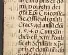 Zdjęcie nr 205 dla obiektu archiwalnego: Acta actorum causarum, sentenciarum et obligationum coram reverendo patre domino Paulo Crassowsky Varschoviensi et Omnium Sanctorum preposito, canonico vicarioque in spiritualibus ex commissione reverendissimi in Christo patris et domini domini Petri Dei gratia episcopi Cracoviensis ac officiali generali Cracoviensi ad annum Domini 1540, cuius indictio est 13, pontificatus sanctissimi in Christo patris et domini nostri domini Pauli divina providencia pape tercii anno sexto a die ac mense infrascriptis feliciter continuantur
