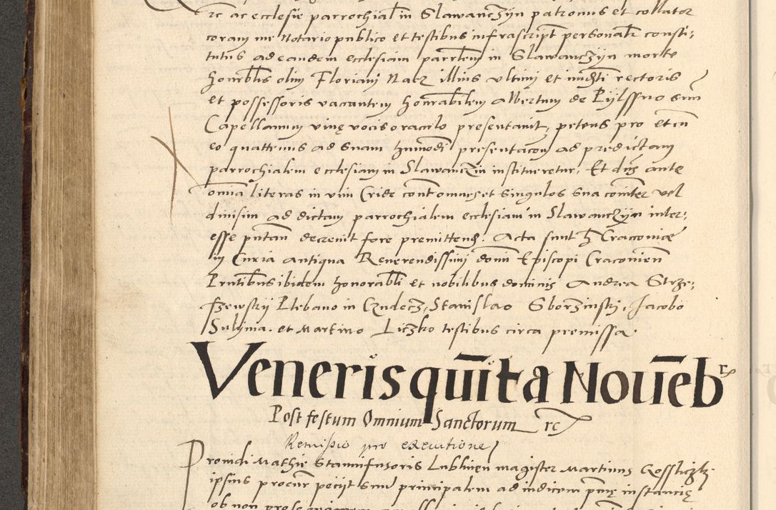 Zdjęcie nr 208 dla obiektu archiwalnego: Acta actorum causarum, sentenciarum et obligationum coram reverendo patre domino Paulo Crassowsky Varschoviensi et Omnium Sanctorum preposito, canonico vicarioque in spiritualibus ex commissione reverendissimi in Christo patris et domini domini Petri Dei gratia episcopi Cracoviensis ac officiali generali Cracoviensi ad annum Domini 1540, cuius indictio est 13, pontificatus sanctissimi in Christo patris et domini nostri domini Pauli divina providencia pape tercii anno sexto a die ac mense infrascriptis feliciter continuantur