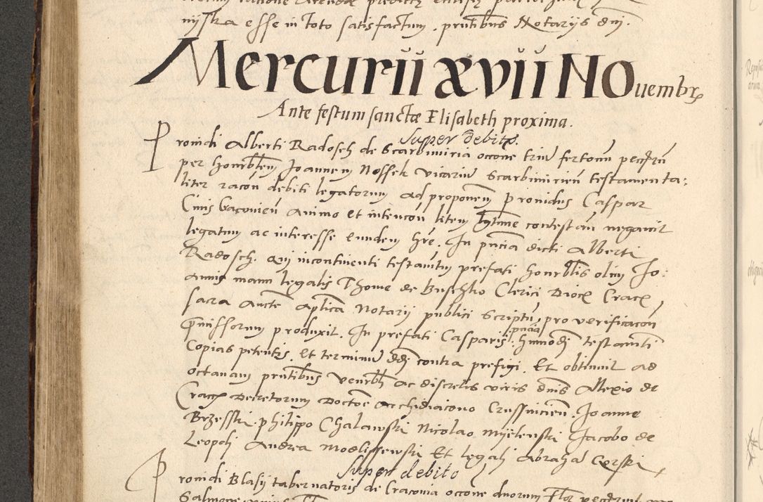 Zdjęcie nr 388 dla obiektu archiwalnego: Acta actorum causarum, sentenciarum et obligationum coram reverendo patre domino Paulo Crassowsky Varschoviensi et Omnium Sanctorum preposito, canonico vicarioque in spiritualibus ex commissione reverendissimi in Christo patris et domini domini Petri Dei gratia episcopi Cracoviensis ac officiali generali Cracoviensi ad annum Domini 1540, cuius indictio est 13, pontificatus sanctissimi in Christo patris et domini nostri domini Pauli divina providencia pape tercii anno sexto a die ac mense infrascriptis feliciter continuantur