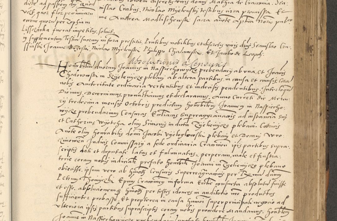 Zdjęcie nr 400 dla obiektu archiwalnego: Acta actorum causarum, sentenciarum et obligationum coram reverendo patre domino Paulo Crassowsky Varschoviensi et Omnium Sanctorum preposito, canonico vicarioque in spiritualibus ex commissione reverendissimi in Christo patris et domini domini Petri Dei gratia episcopi Cracoviensis ac officiali generali Cracoviensi ad annum Domini 1540, cuius indictio est 13, pontificatus sanctissimi in Christo patris et domini nostri domini Pauli divina providencia pape tercii anno sexto a die ac mense infrascriptis feliciter continuantur