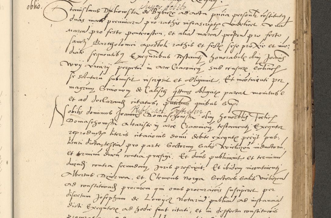Zdjęcie nr 412 dla obiektu archiwalnego: Acta actorum causarum, sentenciarum et obligationum coram reverendo patre domino Paulo Crassowsky Varschoviensi et Omnium Sanctorum preposito, canonico vicarioque in spiritualibus ex commissione reverendissimi in Christo patris et domini domini Petri Dei gratia episcopi Cracoviensis ac officiali generali Cracoviensi ad annum Domini 1540, cuius indictio est 13, pontificatus sanctissimi in Christo patris et domini nostri domini Pauli divina providencia pape tercii anno sexto a die ac mense infrascriptis feliciter continuantur