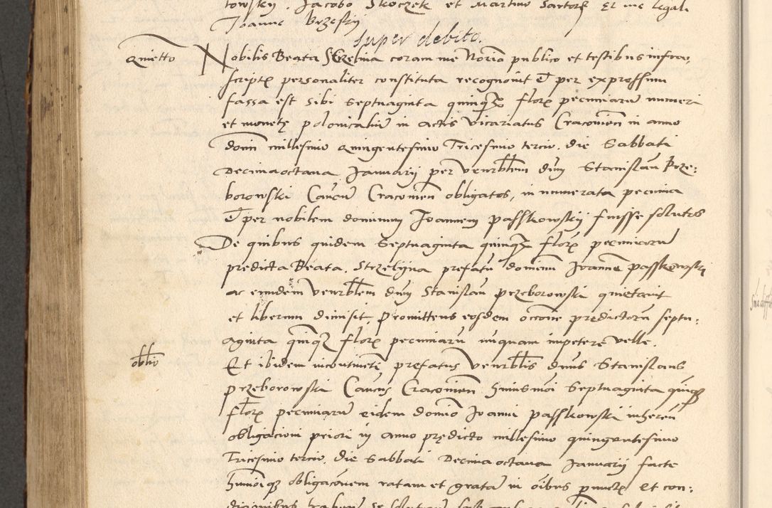 Zdjęcie nr 508 dla obiektu archiwalnego: Acta actorum causarum, sentenciarum et obligationum coram reverendo patre domino Paulo Crassowsky Varschoviensi et Omnium Sanctorum preposito, canonico vicarioque in spiritualibus ex commissione reverendissimi in Christo patris et domini domini Petri Dei gratia episcopi Cracoviensis ac officiali generali Cracoviensi ad annum Domini 1540, cuius indictio est 13, pontificatus sanctissimi in Christo patris et domini nostri domini Pauli divina providencia pape tercii anno sexto a die ac mense infrascriptis feliciter continuantur