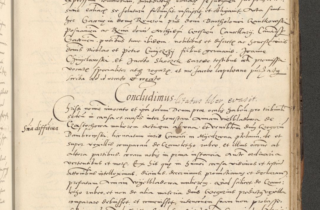 Zdjęcie nr 509 dla obiektu archiwalnego: Acta actorum causarum, sentenciarum et obligationum coram reverendo patre domino Paulo Crassowsky Varschoviensi et Omnium Sanctorum preposito, canonico vicarioque in spiritualibus ex commissione reverendissimi in Christo patris et domini domini Petri Dei gratia episcopi Cracoviensis ac officiali generali Cracoviensi ad annum Domini 1540, cuius indictio est 13, pontificatus sanctissimi in Christo patris et domini nostri domini Pauli divina providencia pape tercii anno sexto a die ac mense infrascriptis feliciter continuantur