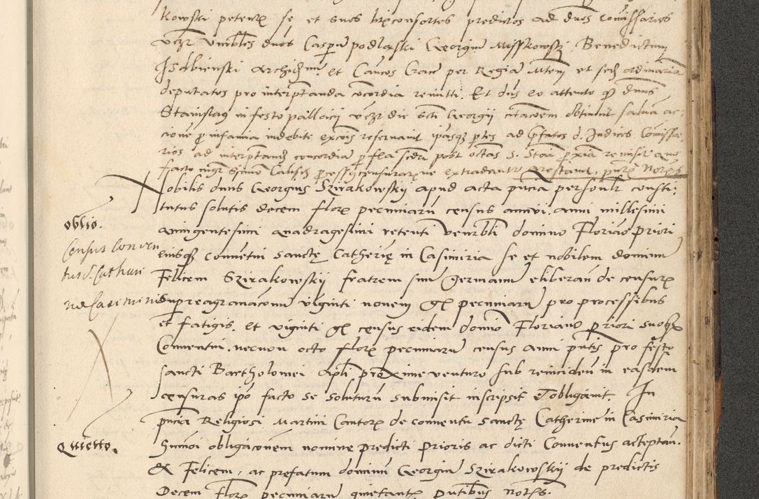 Zdjęcie nr 519 dla obiektu archiwalnego: Acta actorum causarum, sentenciarum et obligationum coram reverendo patre domino Paulo Crassowsky Varschoviensi et Omnium Sanctorum preposito, canonico vicarioque in spiritualibus ex commissione reverendissimi in Christo patris et domini domini Petri Dei gratia episcopi Cracoviensis ac officiali generali Cracoviensi ad annum Domini 1540, cuius indictio est 13, pontificatus sanctissimi in Christo patris et domini nostri domini Pauli divina providencia pape tercii anno sexto a die ac mense infrascriptis feliciter continuantur