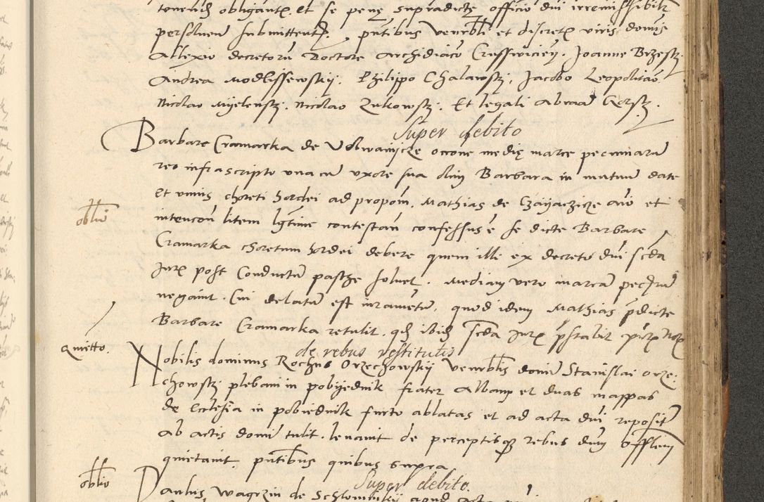 Zdjęcie nr 561 dla obiektu archiwalnego: Acta actorum causarum, sentenciarum et obligationum coram reverendo patre domino Paulo Crassowsky Varschoviensi et Omnium Sanctorum preposito, canonico vicarioque in spiritualibus ex commissione reverendissimi in Christo patris et domini domini Petri Dei gratia episcopi Cracoviensis ac officiali generali Cracoviensi ad annum Domini 1540, cuius indictio est 13, pontificatus sanctissimi in Christo patris et domini nostri domini Pauli divina providencia pape tercii anno sexto a die ac mense infrascriptis feliciter continuantur