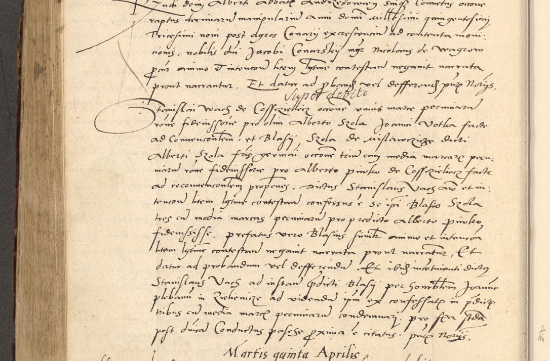 Zdjęcie nr 565 dla obiektu archiwalnego: Acta actorum causarum, sentenciarum et obligationum coram reverendo patre domino Paulo Crassowsky Varschoviensi et Omnium Sanctorum preposito, canonico vicarioque in spiritualibus ex commissione reverendissimi in Christo patris et domini domini Petri Dei gratia episcopi Cracoviensis ac officiali generali Cracoviensi ad annum Domini 1540, cuius indictio est 13, pontificatus sanctissimi in Christo patris et domini nostri domini Pauli divina providencia pape tercii anno sexto a die ac mense infrascriptis feliciter continuantur