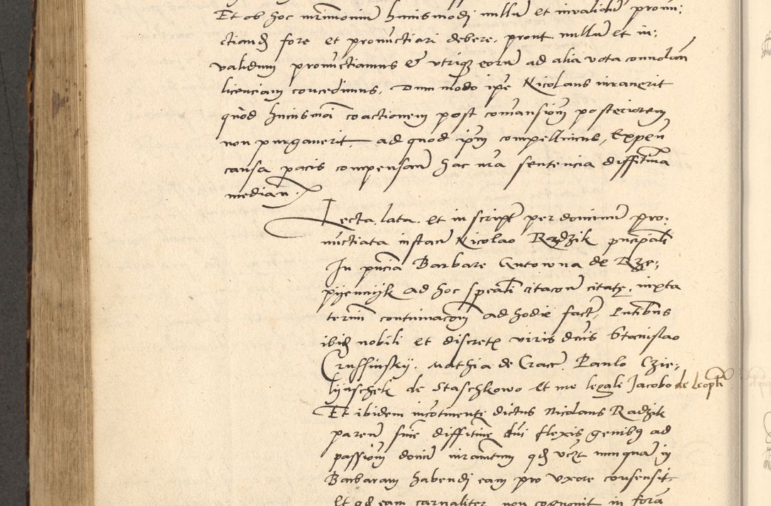 Zdjęcie nr 581 dla obiektu archiwalnego: Acta actorum causarum, sentenciarum et obligationum coram reverendo patre domino Paulo Crassowsky Varschoviensi et Omnium Sanctorum preposito, canonico vicarioque in spiritualibus ex commissione reverendissimi in Christo patris et domini domini Petri Dei gratia episcopi Cracoviensis ac officiali generali Cracoviensi ad annum Domini 1540, cuius indictio est 13, pontificatus sanctissimi in Christo patris et domini nostri domini Pauli divina providencia pape tercii anno sexto a die ac mense infrascriptis feliciter continuantur