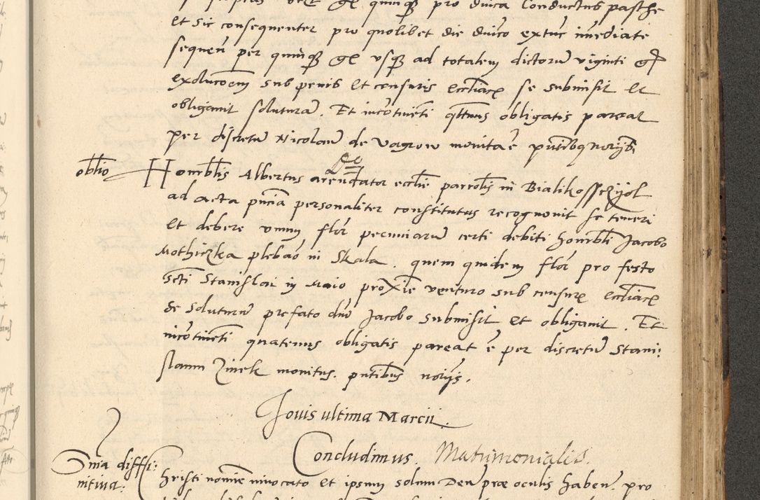 Zdjęcie nr 582 dla obiektu archiwalnego: Acta actorum causarum, sentenciarum et obligationum coram reverendo patre domino Paulo Crassowsky Varschoviensi et Omnium Sanctorum preposito, canonico vicarioque in spiritualibus ex commissione reverendissimi in Christo patris et domini domini Petri Dei gratia episcopi Cracoviensis ac officiali generali Cracoviensi ad annum Domini 1540, cuius indictio est 13, pontificatus sanctissimi in Christo patris et domini nostri domini Pauli divina providencia pape tercii anno sexto a die ac mense infrascriptis feliciter continuantur