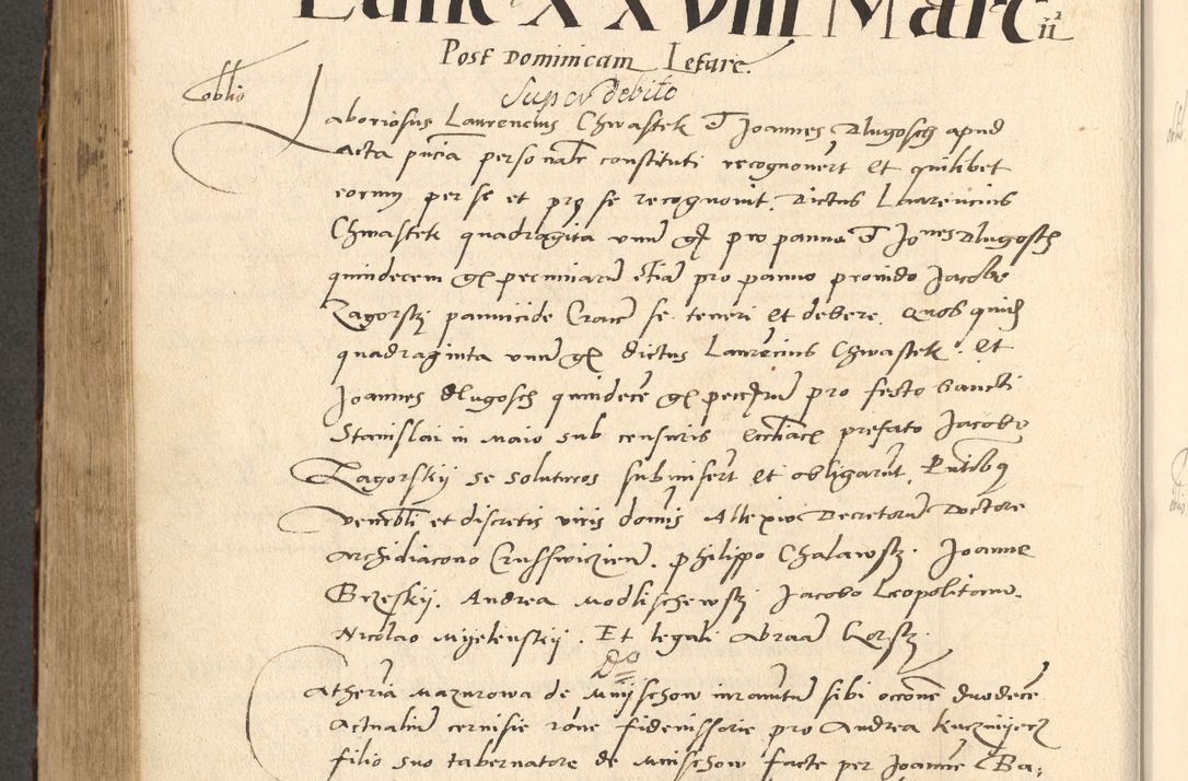Zdjęcie nr 597 dla obiektu archiwalnego: Acta actorum causarum, sentenciarum et obligationum coram reverendo patre domino Paulo Crassowsky Varschoviensi et Omnium Sanctorum preposito, canonico vicarioque in spiritualibus ex commissione reverendissimi in Christo patris et domini domini Petri Dei gratia episcopi Cracoviensis ac officiali generali Cracoviensi ad annum Domini 1540, cuius indictio est 13, pontificatus sanctissimi in Christo patris et domini nostri domini Pauli divina providencia pape tercii anno sexto a die ac mense infrascriptis feliciter continuantur