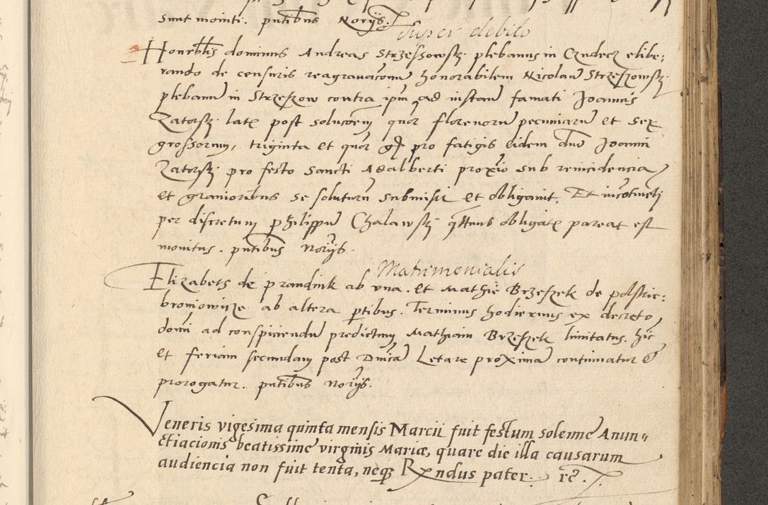 Zdjęcie nr 598 dla obiektu archiwalnego: Acta actorum causarum, sentenciarum et obligationum coram reverendo patre domino Paulo Crassowsky Varschoviensi et Omnium Sanctorum preposito, canonico vicarioque in spiritualibus ex commissione reverendissimi in Christo patris et domini domini Petri Dei gratia episcopi Cracoviensis ac officiali generali Cracoviensi ad annum Domini 1540, cuius indictio est 13, pontificatus sanctissimi in Christo patris et domini nostri domini Pauli divina providencia pape tercii anno sexto a die ac mense infrascriptis feliciter continuantur