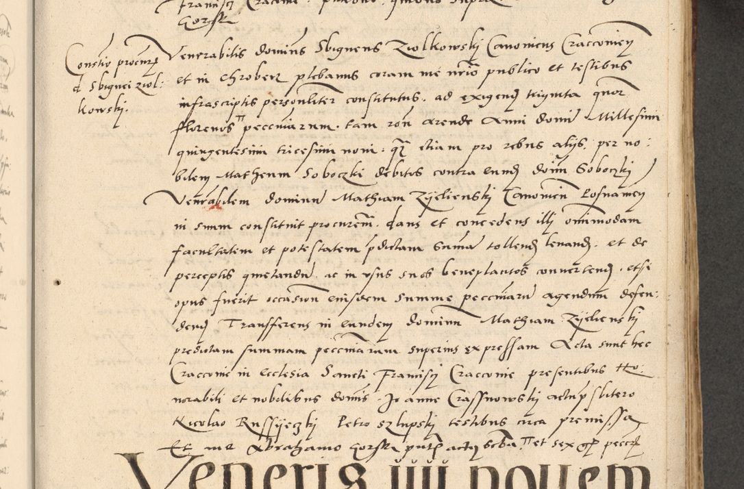 Zdjęcie nr 166 dla obiektu archiwalnego: Acta actorum causarum, sentenciarum et obligationum coram reverendo patre domino Paulo Crassowski Warscheviensi et Omnium Sanctorum preposito, canonico et officiali in spiritualibus generali Cracoviensi ad annum Domini millesimum quingentesimum quadragesimum primum, cuius indicio est quatuor decima, pontificatu (sic!) sanctissimi in Christo patris et domini nostri domini Pauli divina providencia pape tercii,, anno septimo, a die ac mense infrascriptis feliciter continuantur
