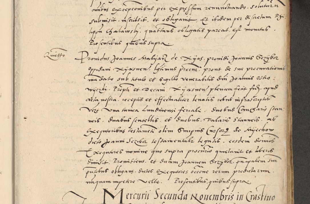 Zdjęcie nr 162 dla obiektu archiwalnego: Acta actorum causarum, sentenciarum et obligationum coram reverendo patre domino Paulo Crassowski Warscheviensi et Omnium Sanctorum preposito, canonico et officiali in spiritualibus generali Cracoviensi ad annum Domini millesimum quingentesimum quadragesimum primum, cuius indicio est quatuor decima, pontificatu (sic!) sanctissimi in Christo patris et domini nostri domini Pauli divina providencia pape tercii,, anno septimo, a die ac mense infrascriptis feliciter continuantur