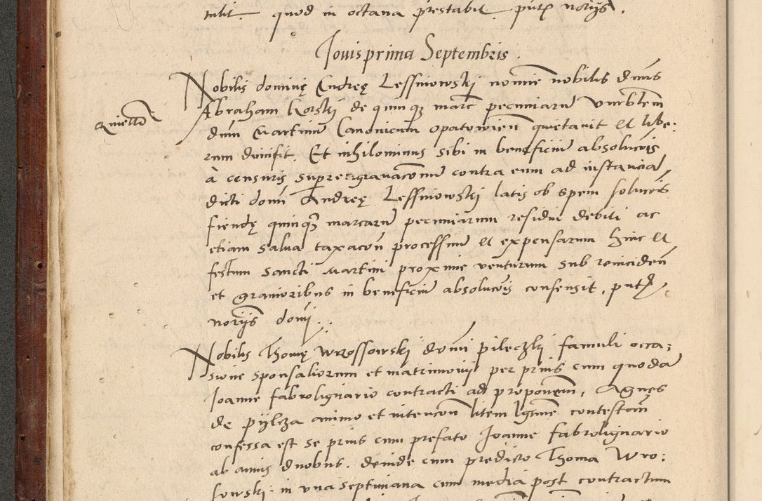 Zdjęcie nr 63 dla obiektu archiwalnego: Acta actorum causarum, sentenciarum et obligationum coram reverendo patre domino Paulo Crassowski Warscheviensi et Omnium Sanctorum preposito, canonico et officiali in spiritualibus generali Cracoviensi ad annum Domini millesimum quingentesimum quadragesimum primum, cuius indicio est quatuor decima, pontificatu (sic!) sanctissimi in Christo patris et domini nostri domini Pauli divina providencia pape tercii,, anno septimo, a die ac mense infrascriptis feliciter continuantur