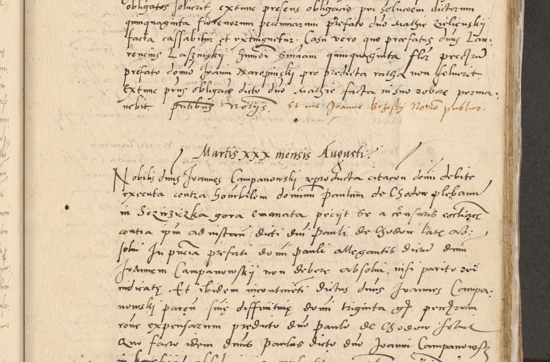 Zdjęcie nr 60 dla obiektu archiwalnego: Acta actorum causarum, sentenciarum et obligationum coram reverendo patre domino Paulo Crassowski Warscheviensi et Omnium Sanctorum preposito, canonico et officiali in spiritualibus generali Cracoviensi ad annum Domini millesimum quingentesimum quadragesimum primum, cuius indicio est quatuor decima, pontificatu (sic!) sanctissimi in Christo patris et domini nostri domini Pauli divina providencia pape tercii,, anno septimo, a die ac mense infrascriptis feliciter continuantur