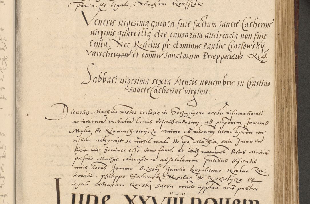 Zdjęcie nr 208 dla obiektu archiwalnego: Acta actorum causarum, sentenciarum et obligationum coram reverendo patre domino Paulo Crassowski Warscheviensi et Omnium Sanctorum preposito, canonico et officiali in spiritualibus generali Cracoviensi ad annum Domini millesimum quingentesimum quadragesimum primum, cuius indicio est quatuor decima, pontificatu (sic!) sanctissimi in Christo patris et domini nostri domini Pauli divina providencia pape tercii,, anno septimo, a die ac mense infrascriptis feliciter continuantur