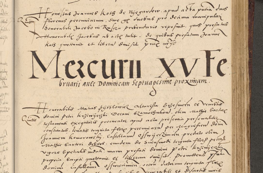 Zdjęcie nr 354 dla obiektu archiwalnego: Acta actorum causarum, sentenciarum et obligationum coram reverendo patre domino Paulo Crassowski Warscheviensi et Omnium Sanctorum preposito, canonico et officiali in spiritualibus generali Cracoviensi ad annum Domini millesimum quingentesimum quadragesimum primum, cuius indicio est quatuor decima, pontificatu (sic!) sanctissimi in Christo patris et domini nostri domini Pauli divina providencia pape tercii,, anno septimo, a die ac mense infrascriptis feliciter continuantur