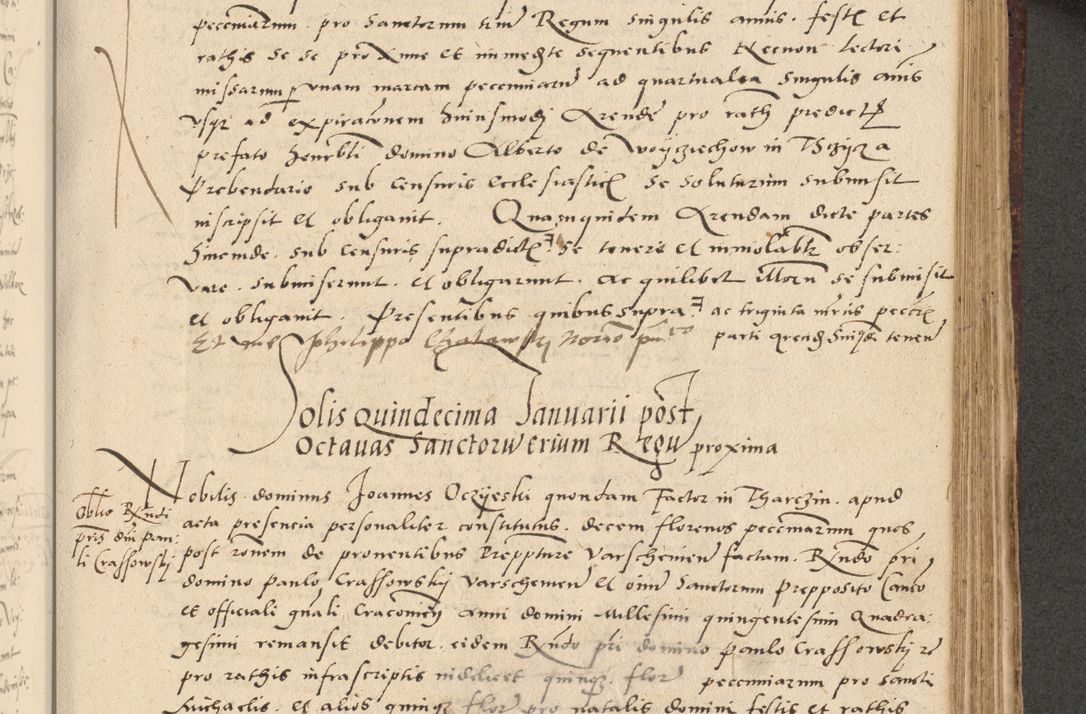 Zdjęcie nr 296 dla obiektu archiwalnego: Acta actorum causarum, sentenciarum et obligationum coram reverendo patre domino Paulo Crassowski Warscheviensi et Omnium Sanctorum preposito, canonico et officiali in spiritualibus generali Cracoviensi ad annum Domini millesimum quingentesimum quadragesimum primum, cuius indicio est quatuor decima, pontificatu (sic!) sanctissimi in Christo patris et domini nostri domini Pauli divina providencia pape tercii,, anno septimo, a die ac mense infrascriptis feliciter continuantur