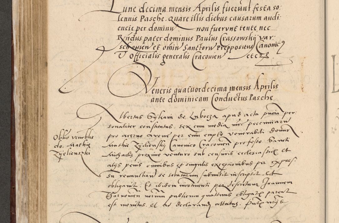 Zdjęcie nr 477 dla obiektu archiwalnego: Acta actorum causarum, sentenciarum et obligationum coram reverendo patre domino Paulo Crassowski Warscheviensi et Omnium Sanctorum preposito, canonico et officiali in spiritualibus generali Cracoviensi ad annum Domini millesimum quingentesimum quadragesimum primum, cuius indicio est quatuor decima, pontificatu (sic!) sanctissimi in Christo patris et domini nostri domini Pauli divina providencia pape tercii,, anno septimo, a die ac mense infrascriptis feliciter continuantur