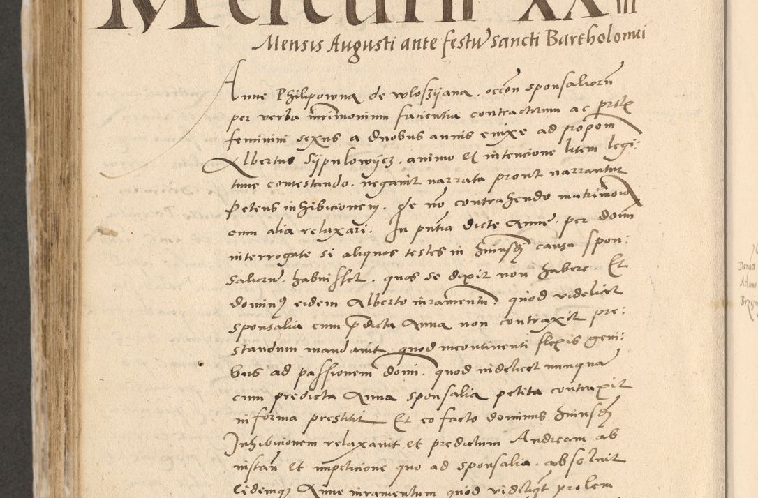 Zdjęcie nr 733 dla obiektu archiwalnego: Acta actorum causarum, sentenciarum et obligationum coram reverendo patre domino Paulo Crassowski Warscheviensi et Omnium Sanctorum preposito, canonico et officiali in spiritualibus generali Cracoviensi ad annum Domini millesimum quingentesimum quadragesimum primum, cuius indicio est quatuor decima, pontificatu (sic!) sanctissimi in Christo patris et domini nostri domini Pauli divina providencia pape tercii,, anno septimo, a die ac mense infrascriptis feliciter continuantur