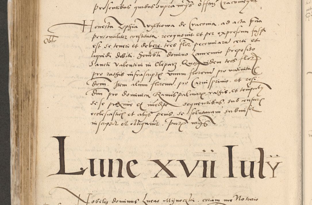 Zdjęcie nr 693 dla obiektu archiwalnego: Acta actorum causarum, sentenciarum et obligationum coram reverendo patre domino Paulo Crassowski Warscheviensi et Omnium Sanctorum preposito, canonico et officiali in spiritualibus generali Cracoviensi ad annum Domini millesimum quingentesimum quadragesimum primum, cuius indicio est quatuor decima, pontificatu (sic!) sanctissimi in Christo patris et domini nostri domini Pauli divina providencia pape tercii,, anno septimo, a die ac mense infrascriptis feliciter continuantur