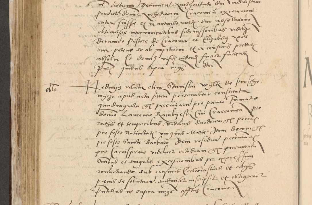 Zdjęcie nr 619 dla obiektu archiwalnego: Acta actorum causarum, sentenciarum et obligationum coram reverendo patre domino Paulo Crassowski Warscheviensi et Omnium Sanctorum preposito, canonico et officiali in spiritualibus generali Cracoviensi ad annum Domini millesimum quingentesimum quadragesimum primum, cuius indicio est quatuor decima, pontificatu (sic!) sanctissimi in Christo patris et domini nostri domini Pauli divina providencia pape tercii,, anno septimo, a die ac mense infrascriptis feliciter continuantur