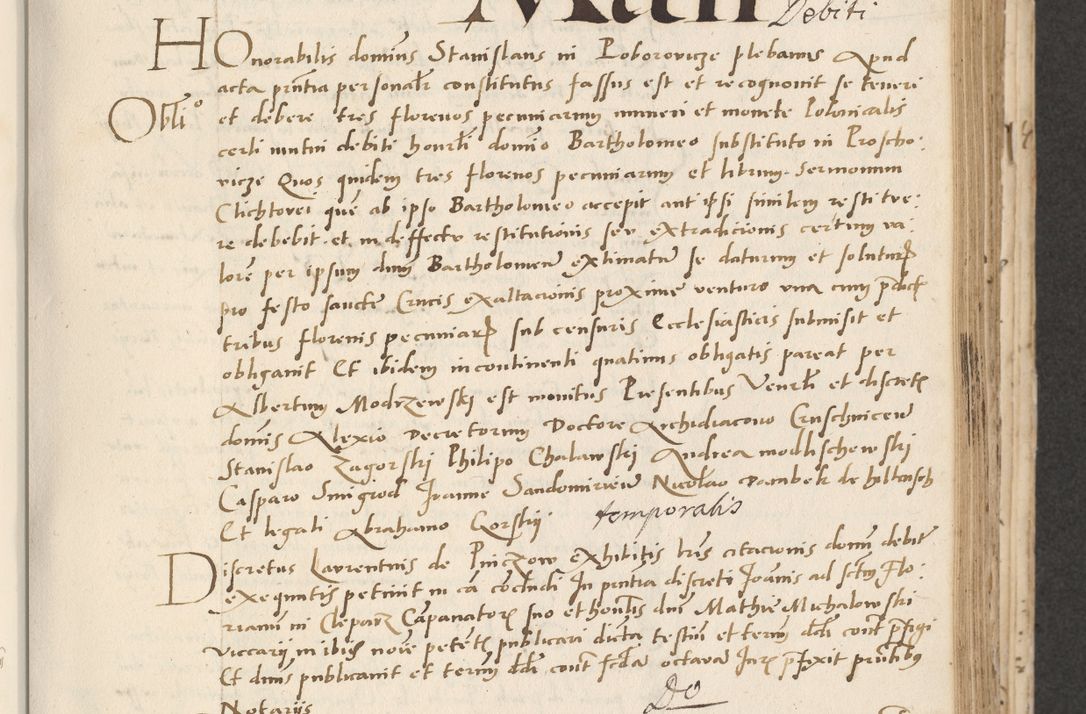 Zdjęcie nr 201 dla obiektu archiwalnego: Acta actorum causarum, sentenciarum et obligacionum coram reverendo patre domino Paulo Crassowsky Warssoviensi et Omnium Sanctorum preposito, canonico et officiali generali Cracoviensi ad annum Domini millesimum quingentesimum quadraresimum quatrum, cuius indicio est secunda pontificatus sanctissimi in Christo patris et domini nostri domini Pauli divina providencia pape tercii anno ipsius decimo, a die ac mense infrascriptis feliciter continuantur