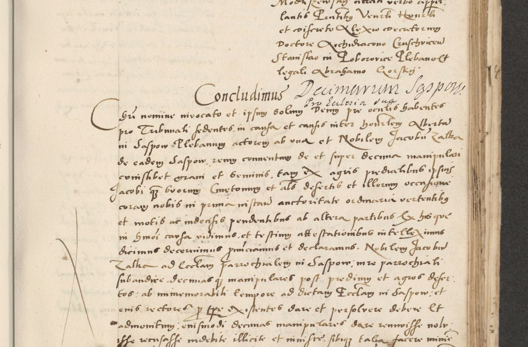 Zdjęcie nr 179 dla obiektu archiwalnego: Acta actorum causarum, sentenciarum et obligacionum coram reverendo patre domino Paulo Crassowsky Warssoviensi et Omnium Sanctorum preposito, canonico et officiali generali Cracoviensi ad annum Domini millesimum quingentesimum quadraresimum quatrum, cuius indicio est secunda pontificatus sanctissimi in Christo patris et domini nostri domini Pauli divina providencia pape tercii anno ipsius decimo, a die ac mense infrascriptis feliciter continuantur