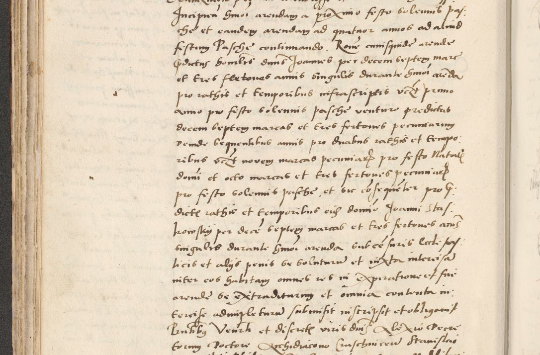 Zdjęcie nr 136 dla obiektu archiwalnego: Acta actorum causarum, sentenciarum et obligacionum coram reverendo patre domino Paulo Crassowsky Warssoviensi et Omnium Sanctorum preposito, canonico et officiali generali Cracoviensi ad annum Domini millesimum quingentesimum quadraresimum quatrum, cuius indicio est secunda pontificatus sanctissimi in Christo patris et domini nostri domini Pauli divina providencia pape tercii anno ipsius decimo, a die ac mense infrascriptis feliciter continuantur