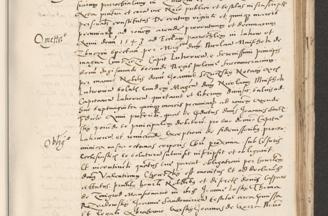 Zdjęcie nr 135 dla obiektu archiwalnego: Acta actorum causarum, sentenciarum et obligacionum coram reverendo patre domino Paulo Crassowsky Warssoviensi et Omnium Sanctorum preposito, canonico et officiali generali Cracoviensi ad annum Domini millesimum quingentesimum quadraresimum quatrum, cuius indicio est secunda pontificatus sanctissimi in Christo patris et domini nostri domini Pauli divina providencia pape tercii anno ipsius decimo, a die ac mense infrascriptis feliciter continuantur