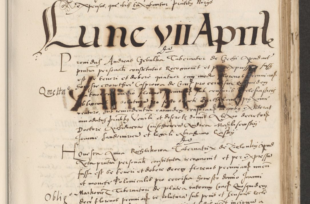 Zdjęcie nr 123 dla obiektu archiwalnego: Acta actorum causarum, sentenciarum et obligacionum coram reverendo patre domino Paulo Crassowsky Warssoviensi et Omnium Sanctorum preposito, canonico et officiali generali Cracoviensi ad annum Domini millesimum quingentesimum quadraresimum quatrum, cuius indicio est secunda pontificatus sanctissimi in Christo patris et domini nostri domini Pauli divina providencia pape tercii anno ipsius decimo, a die ac mense infrascriptis feliciter continuantur