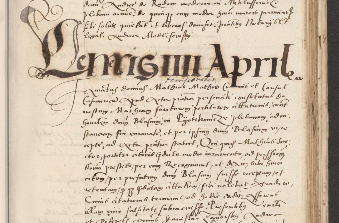 Zdjęcie nr 113 dla obiektu archiwalnego: Acta actorum causarum, sentenciarum et obligacionum coram reverendo patre domino Paulo Crassowsky Warssoviensi et Omnium Sanctorum preposito, canonico et officiali generali Cracoviensi ad annum Domini millesimum quingentesimum quadraresimum quatrum, cuius indicio est secunda pontificatus sanctissimi in Christo patris et domini nostri domini Pauli divina providencia pape tercii anno ipsius decimo, a die ac mense infrascriptis feliciter continuantur