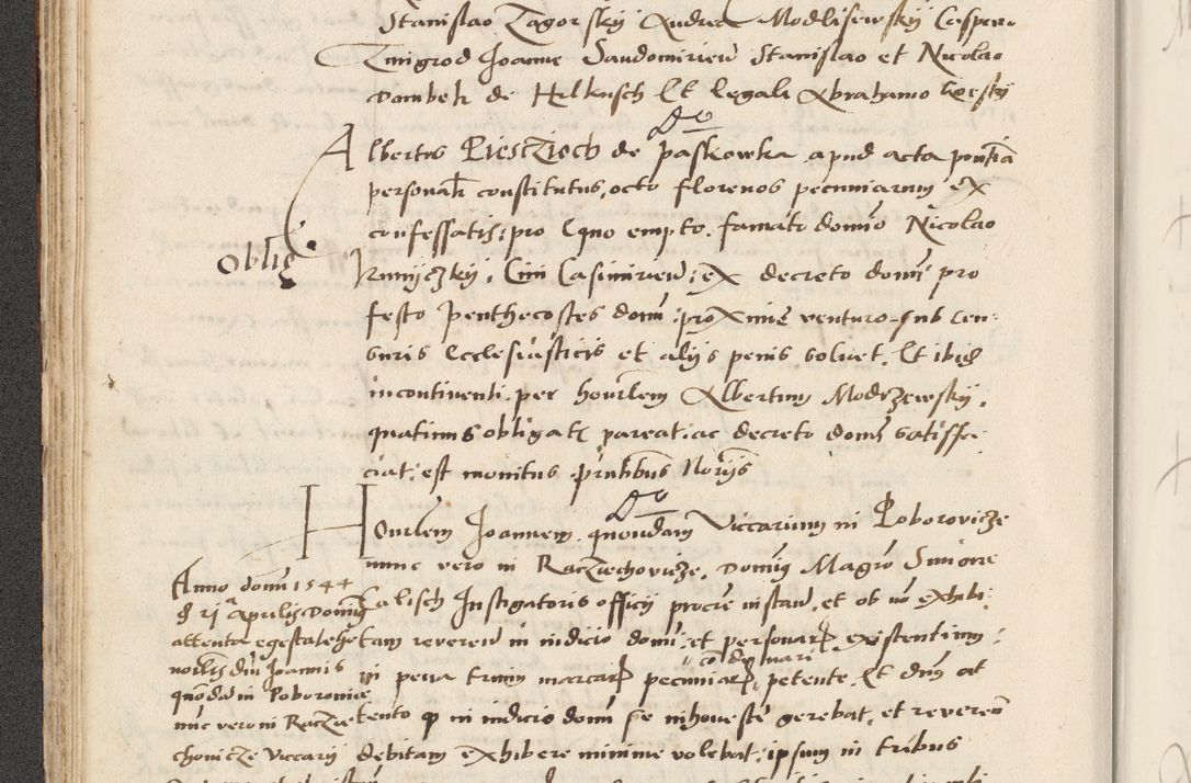 Zdjęcie nr 102 dla obiektu archiwalnego: Acta actorum causarum, sentenciarum et obligacionum coram reverendo patre domino Paulo Crassowsky Warssoviensi et Omnium Sanctorum preposito, canonico et officiali generali Cracoviensi ad annum Domini millesimum quingentesimum quadraresimum quatrum, cuius indicio est secunda pontificatus sanctissimi in Christo patris et domini nostri domini Pauli divina providencia pape tercii anno ipsius decimo, a die ac mense infrascriptis feliciter continuantur