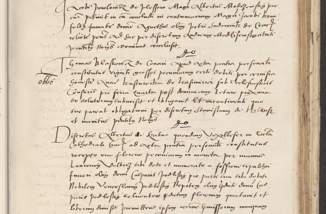 Zdjęcie nr 97 dla obiektu archiwalnego: Acta actorum causarum, sentenciarum et obligacionum coram reverendo patre domino Paulo Crassowsky Warssoviensi et Omnium Sanctorum preposito, canonico et officiali generali Cracoviensi ad annum Domini millesimum quingentesimum quadraresimum quatrum, cuius indicio est secunda pontificatus sanctissimi in Christo patris et domini nostri domini Pauli divina providencia pape tercii anno ipsius decimo, a die ac mense infrascriptis feliciter continuantur