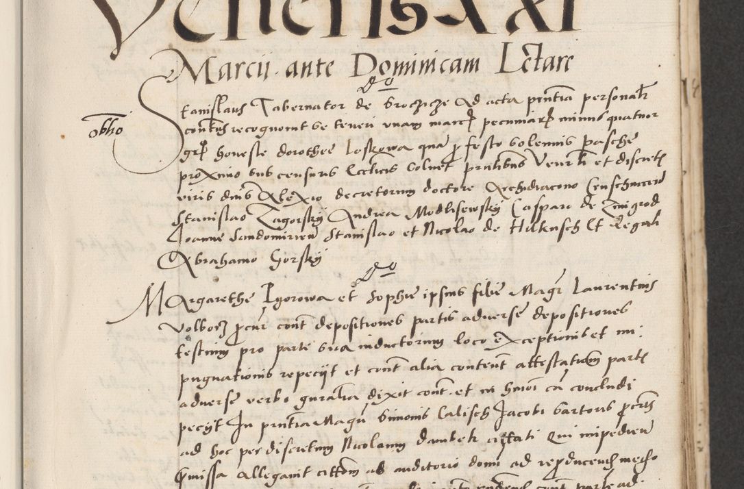 Zdjęcie nr 55 dla obiektu archiwalnego: Acta actorum causarum, sentenciarum et obligacionum coram reverendo patre domino Paulo Crassowsky Warssoviensi et Omnium Sanctorum preposito, canonico et officiali generali Cracoviensi ad annum Domini millesimum quingentesimum quadraresimum quatrum, cuius indicio est secunda pontificatus sanctissimi in Christo patris et domini nostri domini Pauli divina providencia pape tercii anno ipsius decimo, a die ac mense infrascriptis feliciter continuantur