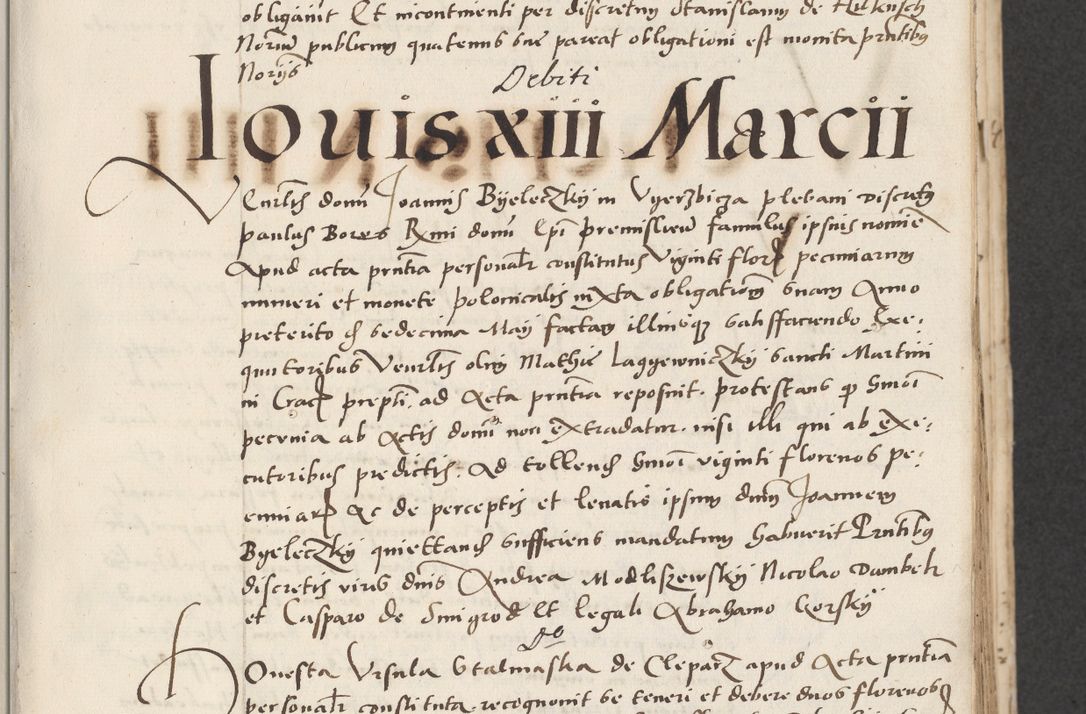 Zdjęcie nr 35 dla obiektu archiwalnego: Acta actorum causarum, sentenciarum et obligacionum coram reverendo patre domino Paulo Crassowsky Warssoviensi et Omnium Sanctorum preposito, canonico et officiali generali Cracoviensi ad annum Domini millesimum quingentesimum quadraresimum quatrum, cuius indicio est secunda pontificatus sanctissimi in Christo patris et domini nostri domini Pauli divina providencia pape tercii anno ipsius decimo, a die ac mense infrascriptis feliciter continuantur