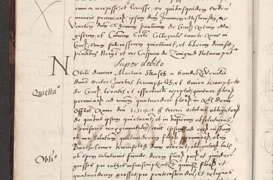 Zdjęcie nr 28 dla obiektu archiwalnego: Acta actorum causarum, sentenciarum et obligacionum coram reverendo patre domino Paulo Crassowsky Warssoviensi et Omnium Sanctorum preposito, canonico et officiali generali Cracoviensi ad annum Domini millesimum quingentesimum quadraresimum quatrum, cuius indicio est secunda pontificatus sanctissimi in Christo patris et domini nostri domini Pauli divina providencia pape tercii anno ipsius decimo, a die ac mense infrascriptis feliciter continuantur
