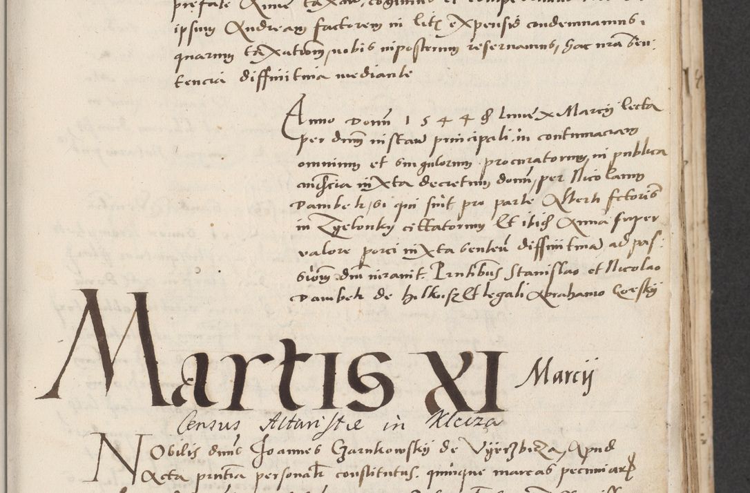 Zdjęcie nr 27 dla obiektu archiwalnego: Acta actorum causarum, sentenciarum et obligacionum coram reverendo patre domino Paulo Crassowsky Warssoviensi et Omnium Sanctorum preposito, canonico et officiali generali Cracoviensi ad annum Domini millesimum quingentesimum quadraresimum quatrum, cuius indicio est secunda pontificatus sanctissimi in Christo patris et domini nostri domini Pauli divina providencia pape tercii anno ipsius decimo, a die ac mense infrascriptis feliciter continuantur